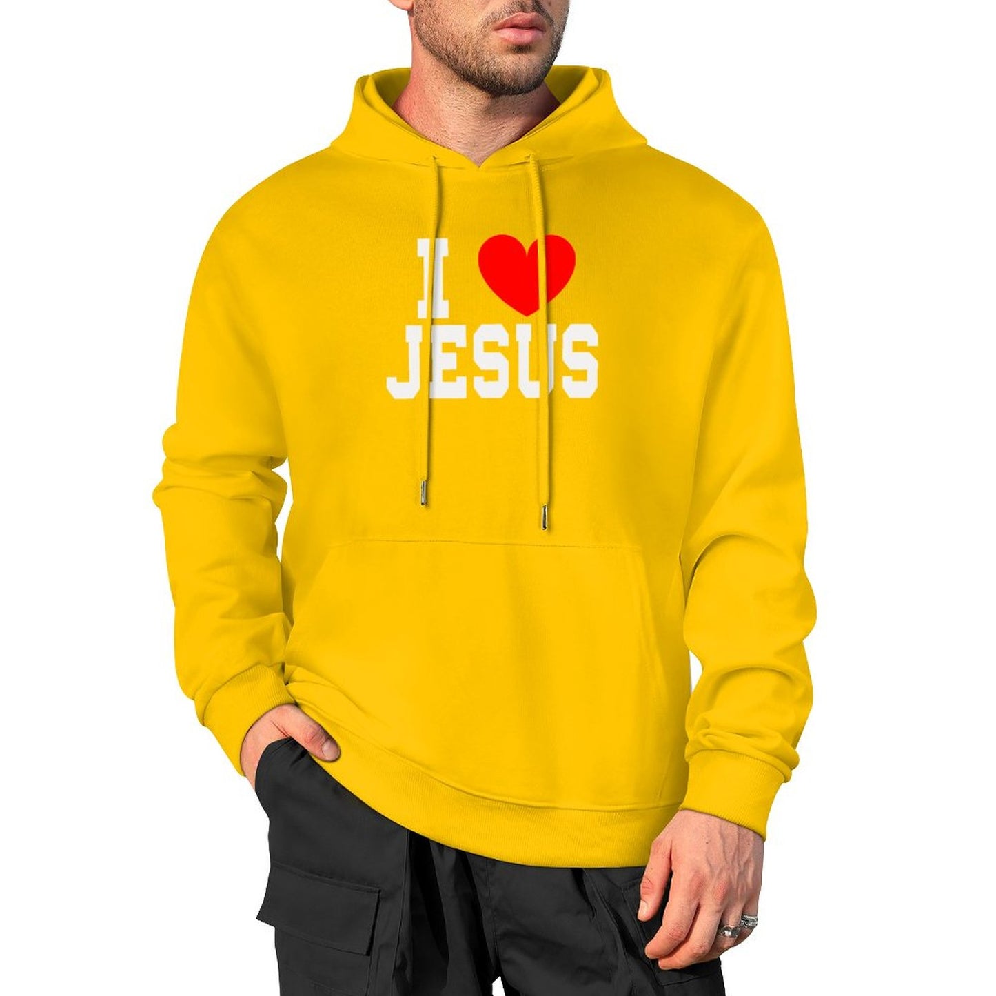 I Love Jesus Men's Christian Hooded Pullover Sweatshirt