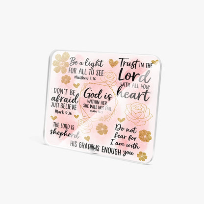 He Is Within Her Christian Acrylic Plaque with Stand - Rectangle - ClaimedbyGodDesigns