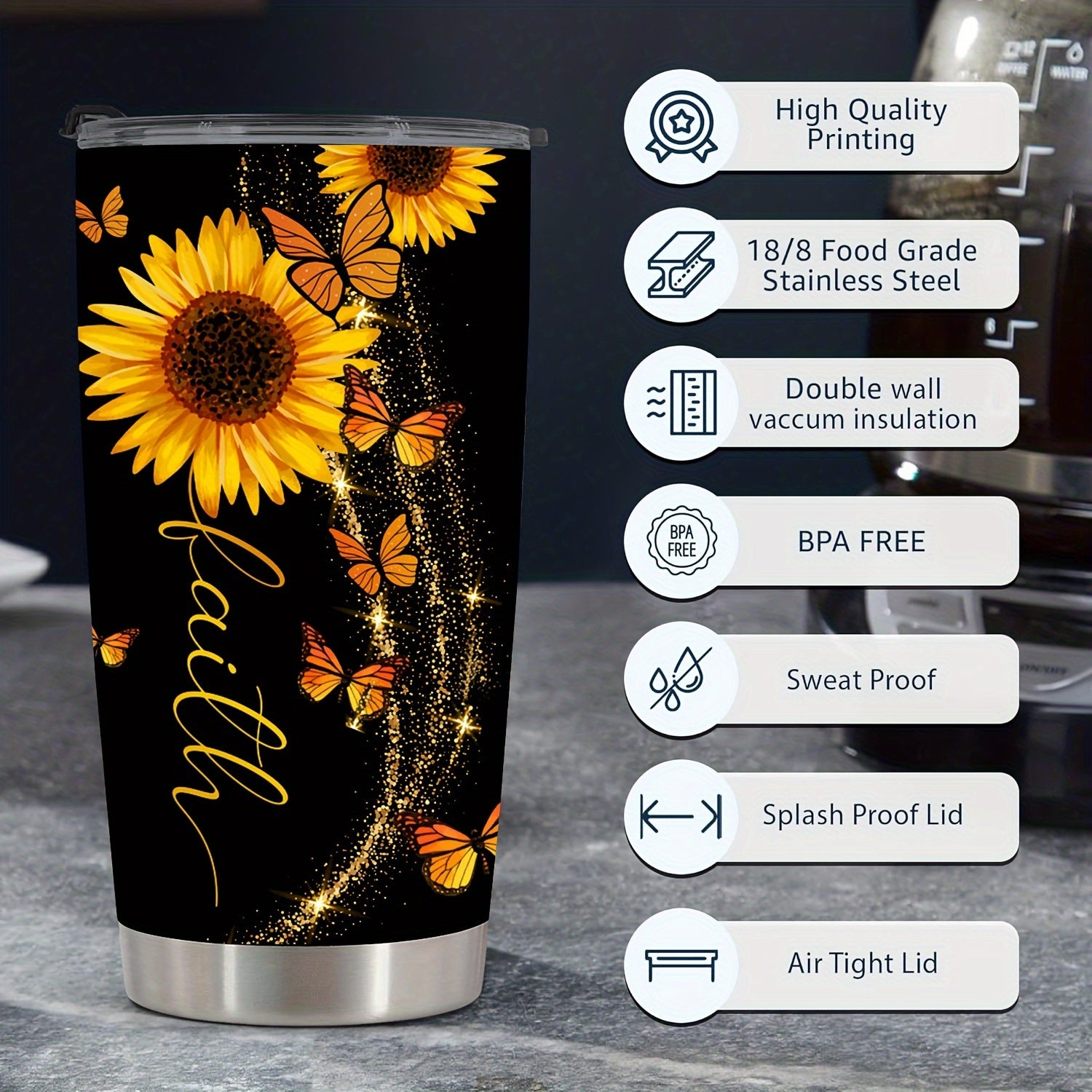 Faith Be Still & Know That I Am God Christian Insulated Stainless Steel Tumbler 20oz claimedbygoddesigns