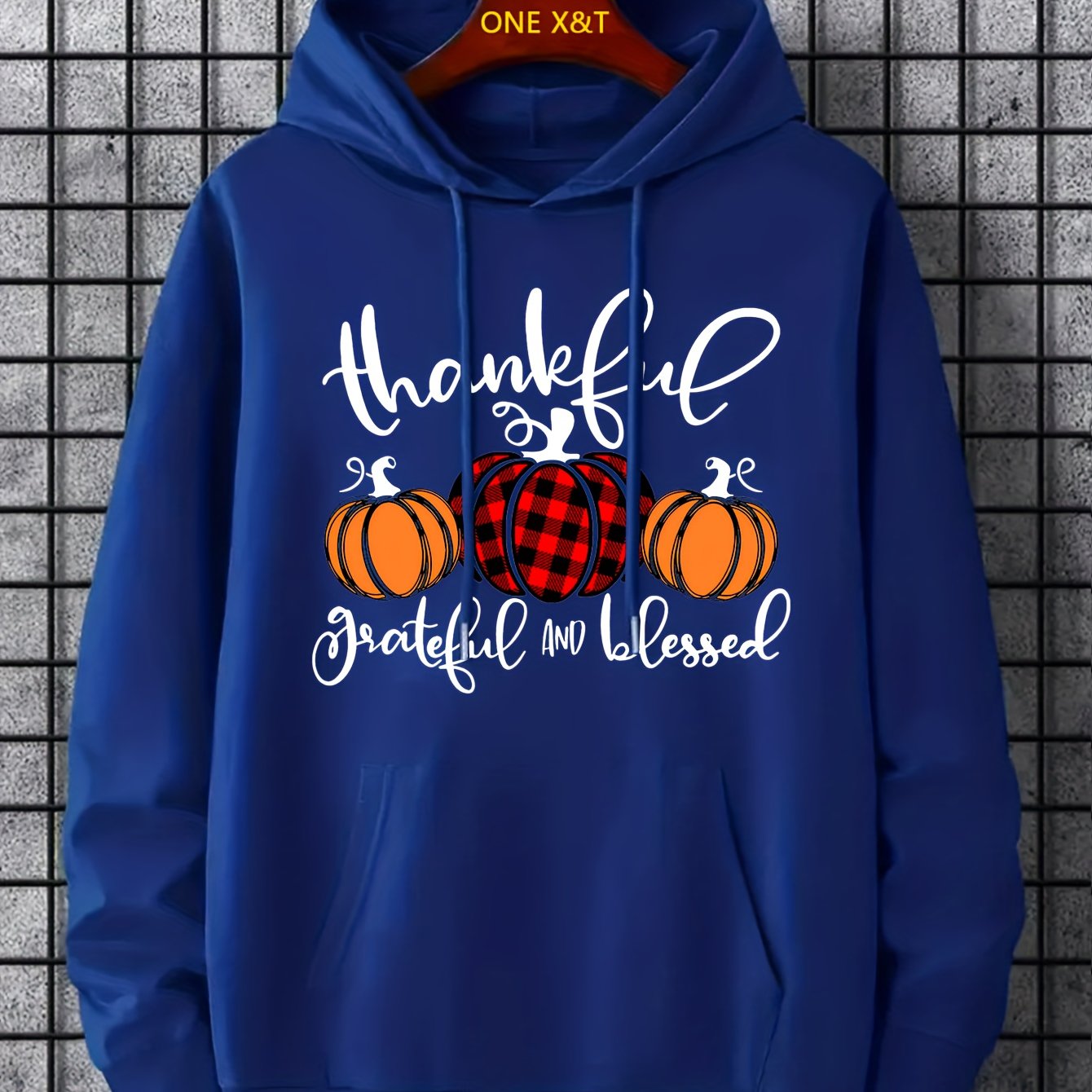 Thankful, Grateful And Blessed (Thanksgiving Themed) Men's Christian Pullover Hooded Sweatshirt claimedbygoddesigns