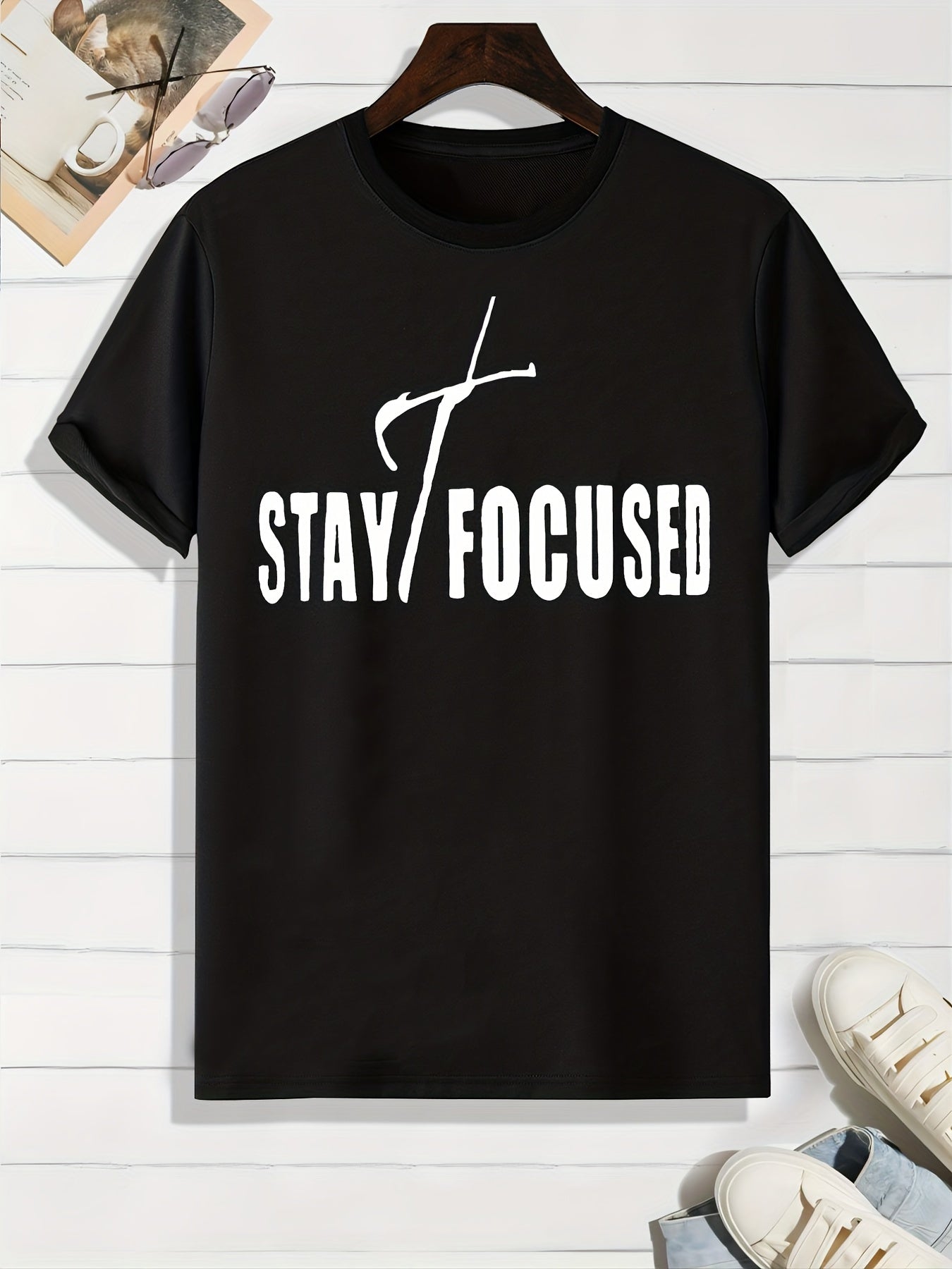 STAY FOCUSED On The Cross Men's Christian T-shirt claimedbygoddesigns