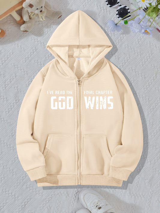 I've Read The Final Chapter God Wins Youth Christian Fullzip Hooded Sweatshirt claimedbygoddesigns