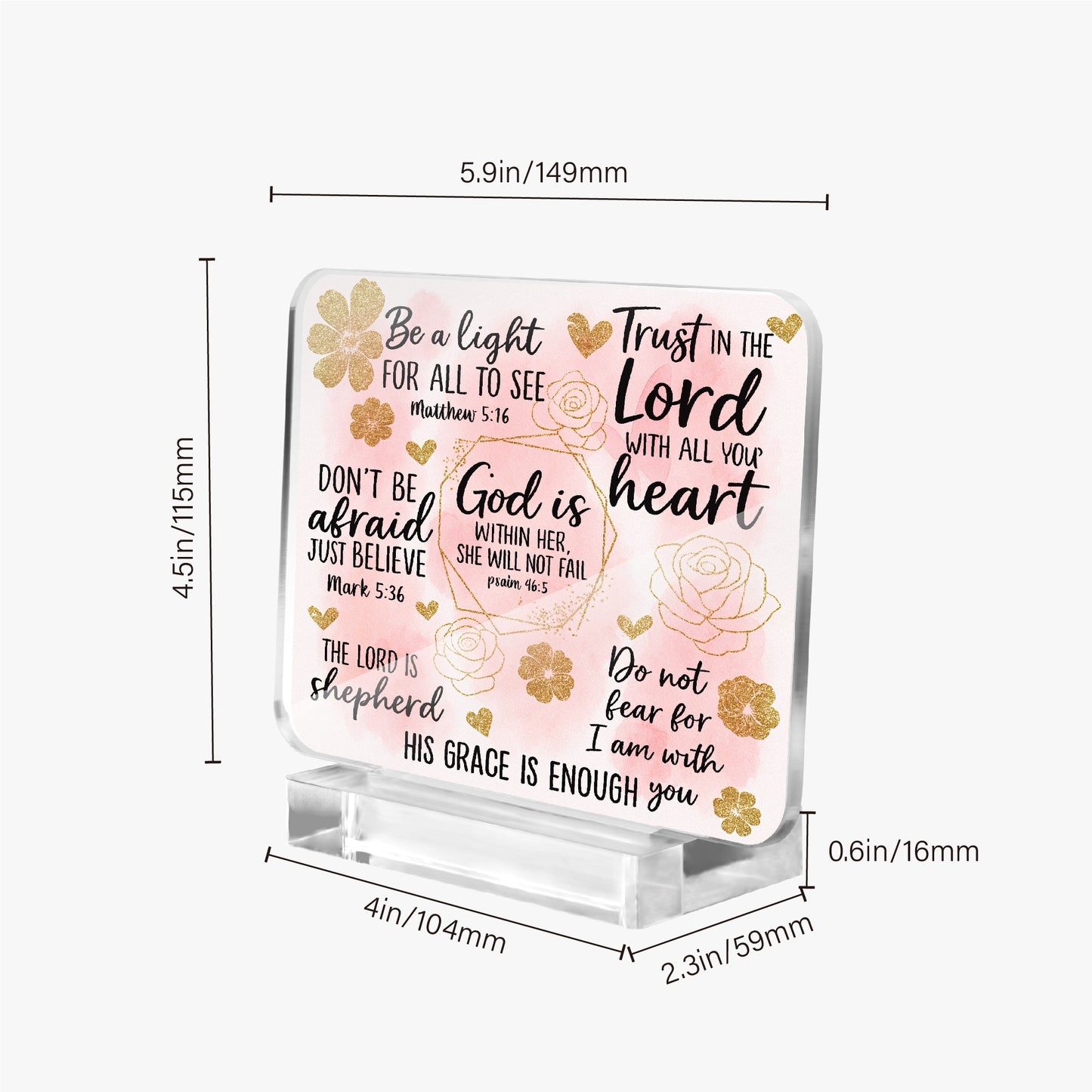 He Is Within Her Christian Acrylic Plaque with Stand - Rectangle - ClaimedbyGodDesigns