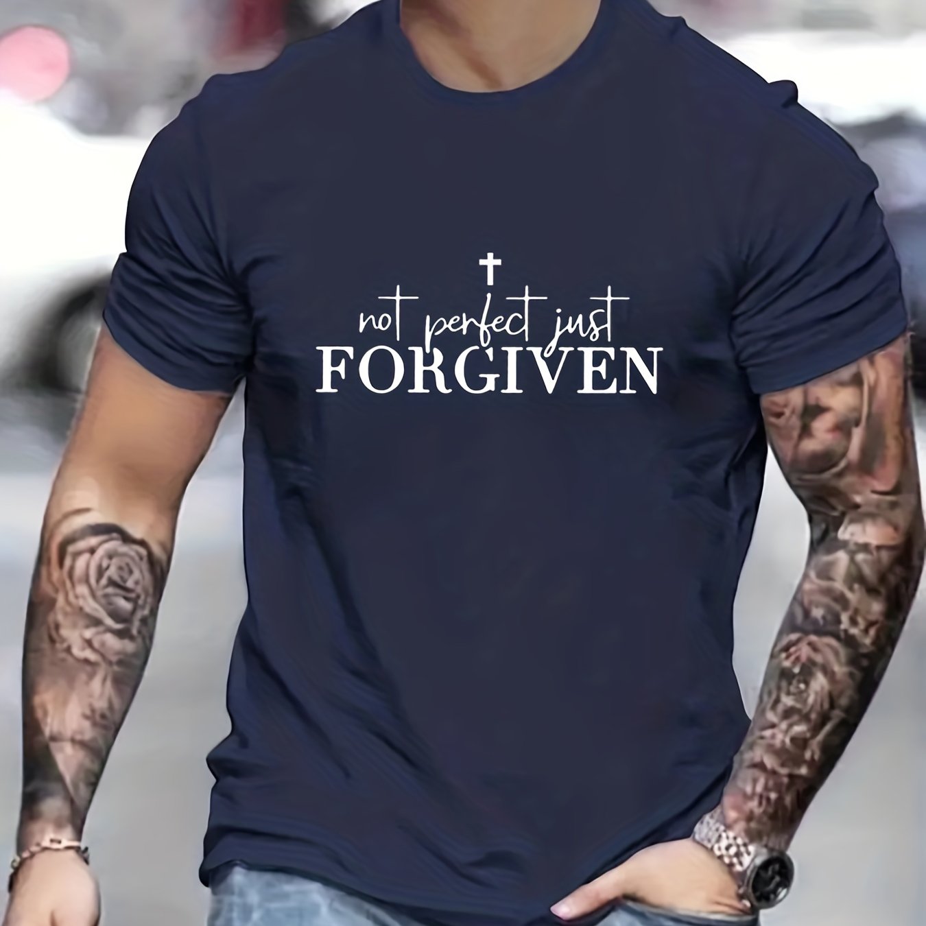 Not Perfect Just Forgiven Men's Christian T-shirt claimedbygoddesigns