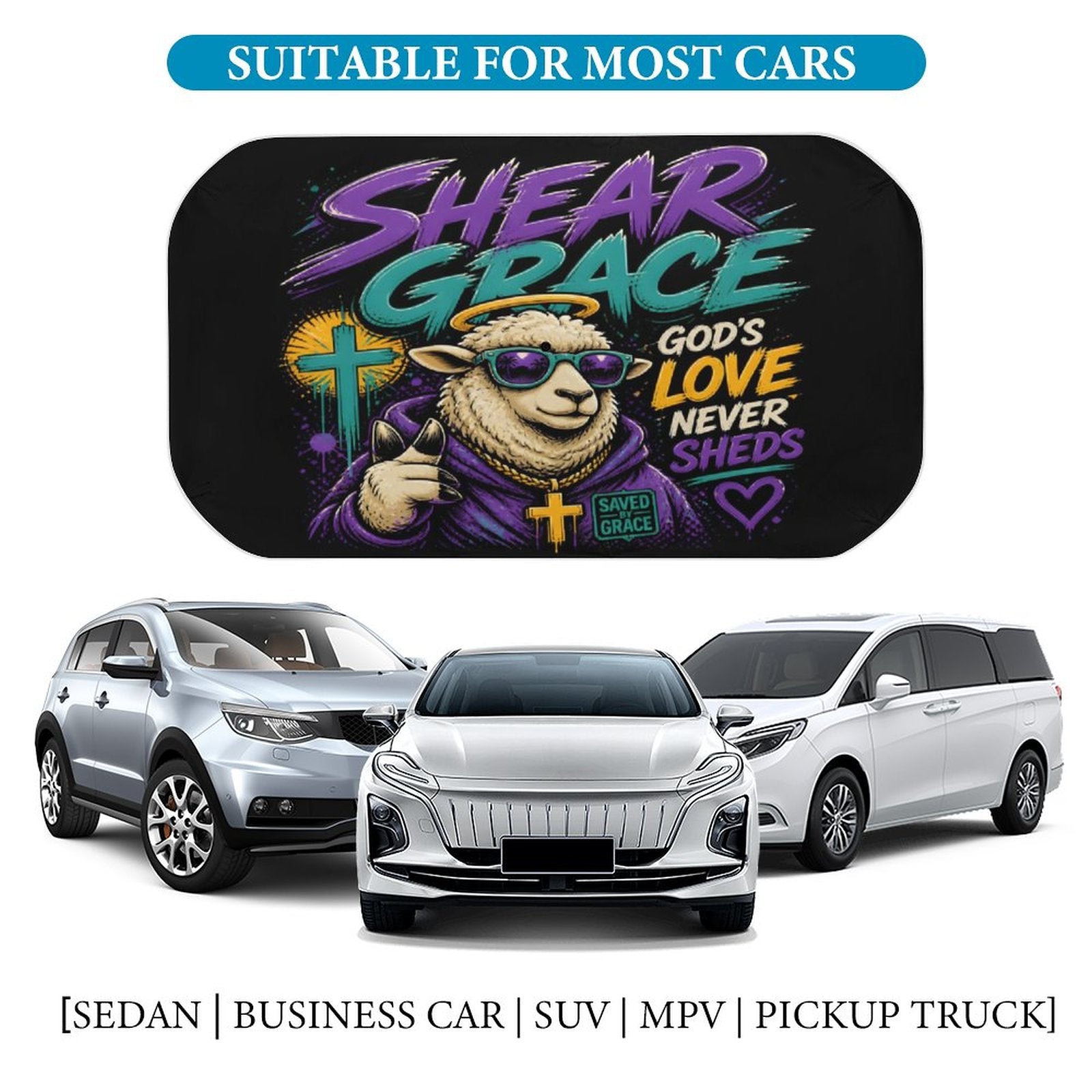 Shear Grace — Holy Sheep Christian Car Sunshade Umbrella - ClaimedbyGodDesigns