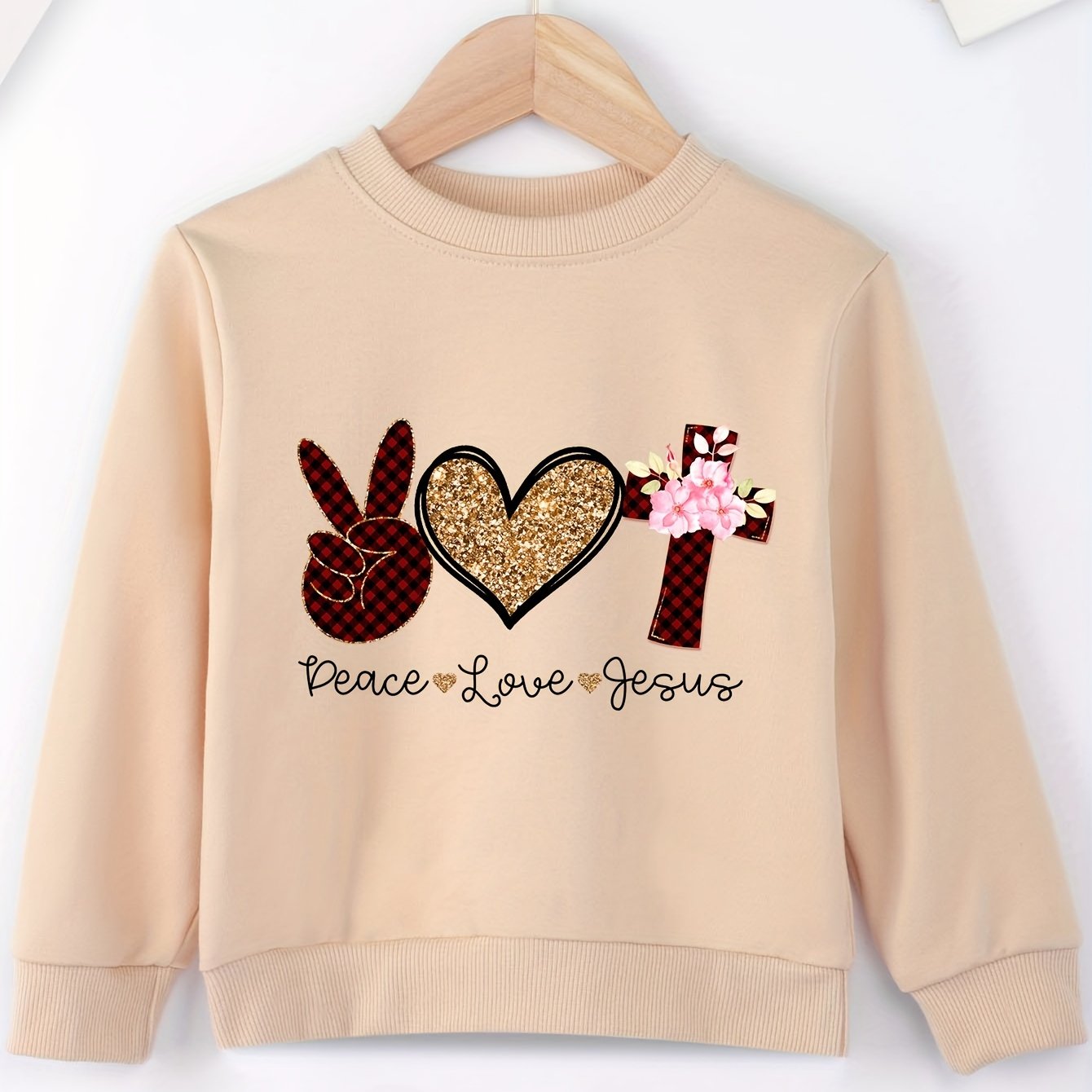 Peace, Love & Jesus Youth Christian Pullover Sweatshirt claimedbygoddesigns