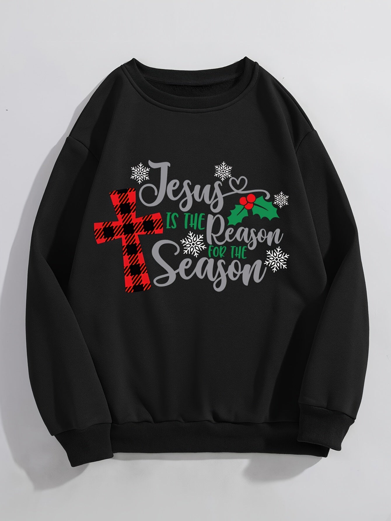 Jesus Is The Reason For The Season Women's Christian Pullover Sweatshirt claimedbygoddesigns