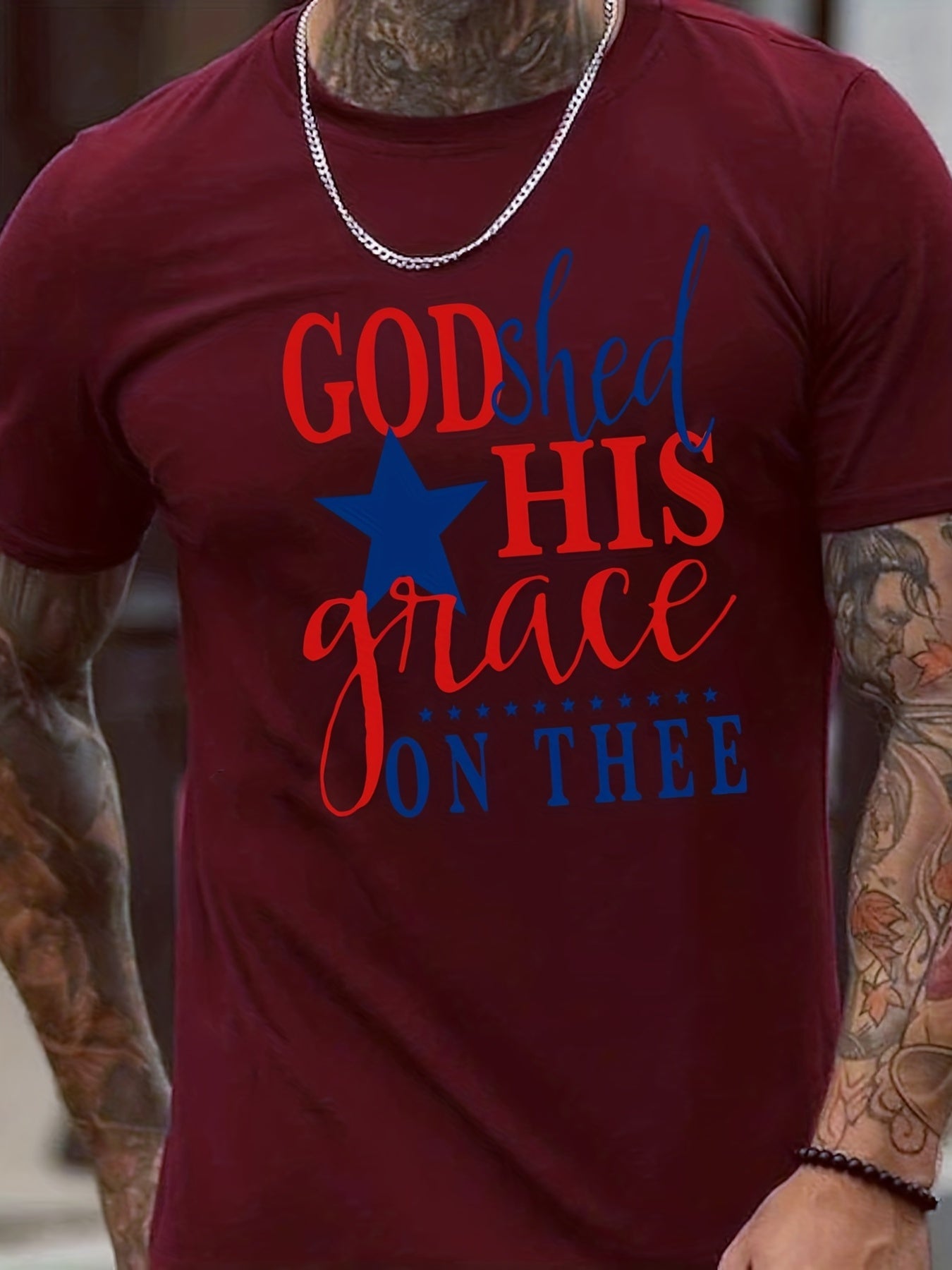 God Shed His Grace On Thee Men's Christian T-Shirt claimedbygoddesigns