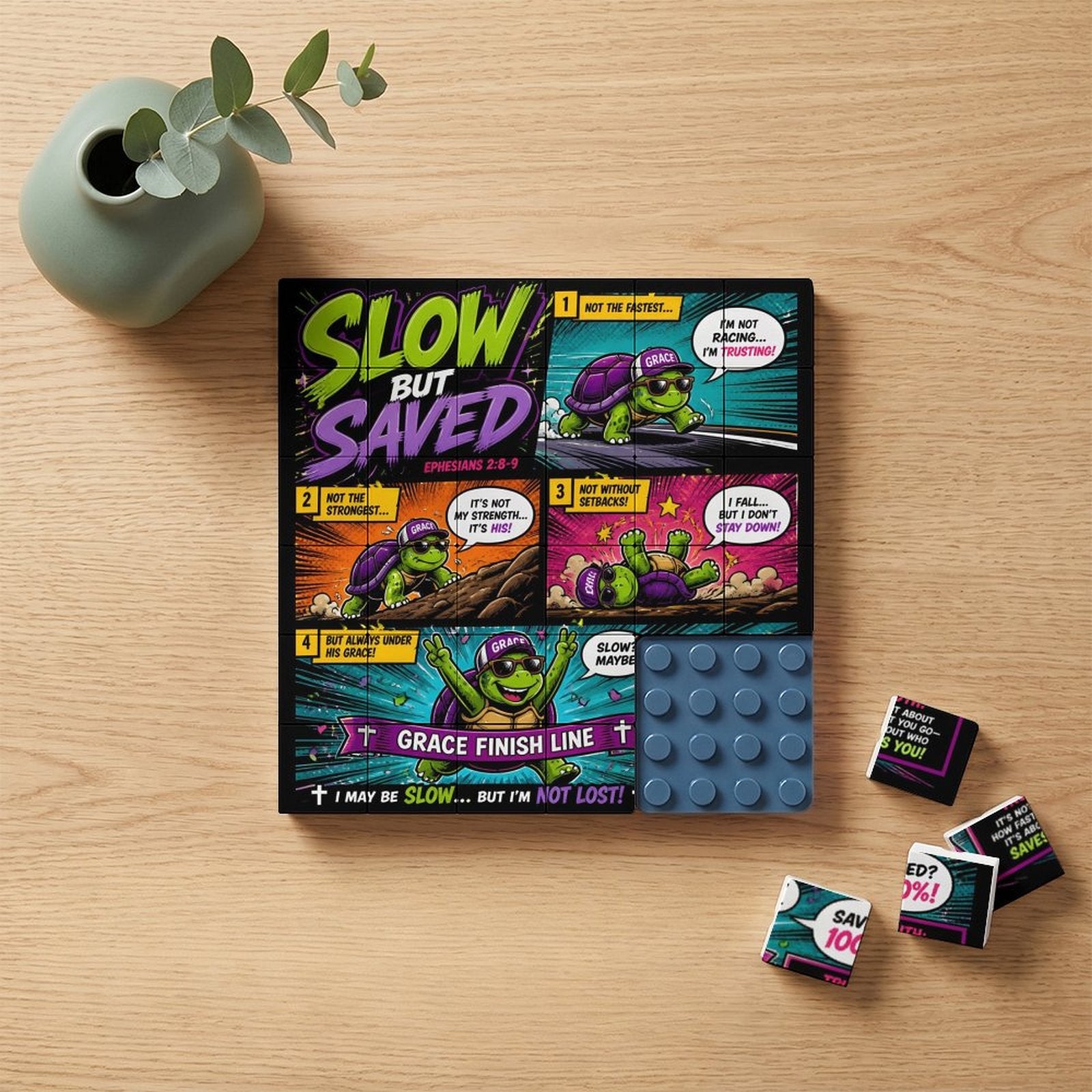 Slow But Saved – Building Block Puzzle Ornament - ClaimedbyGodDesigns