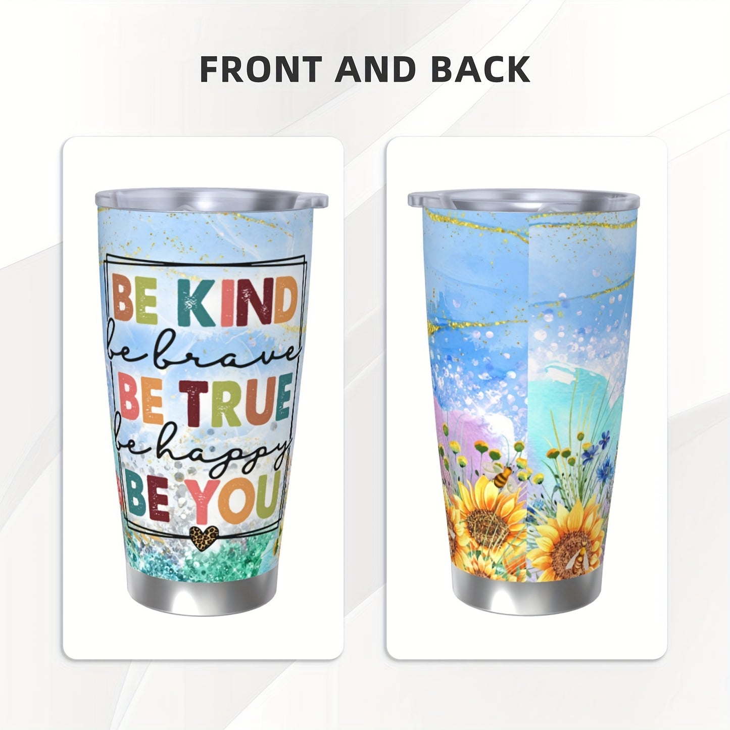 Be Kind Be True Be You Insulated Stainless Steel Christian Tumbler 20oz claimedbygoddesigns