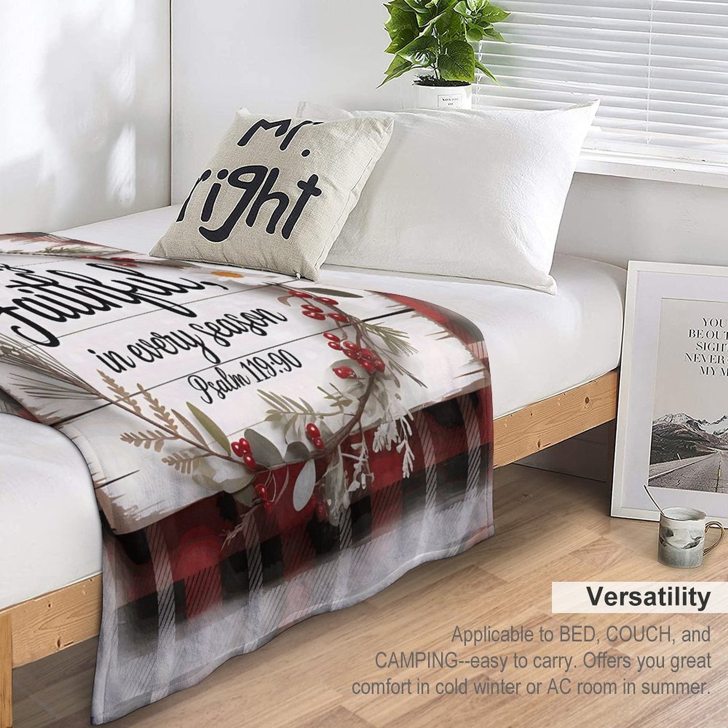 He Is Faithful Christian Flannel Throw Blanket