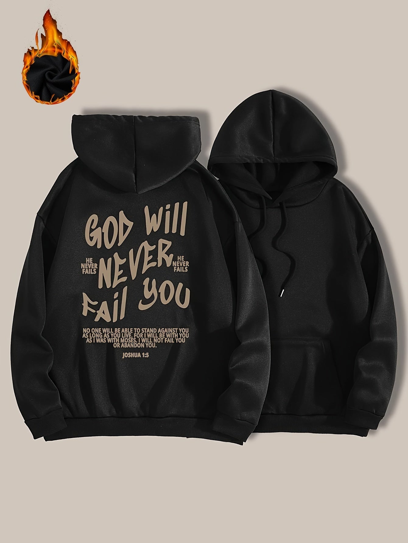 God Will Never Fail You Plus Size Women's Christian Pullover Hooded Sweatshirt claimedbygoddesigns