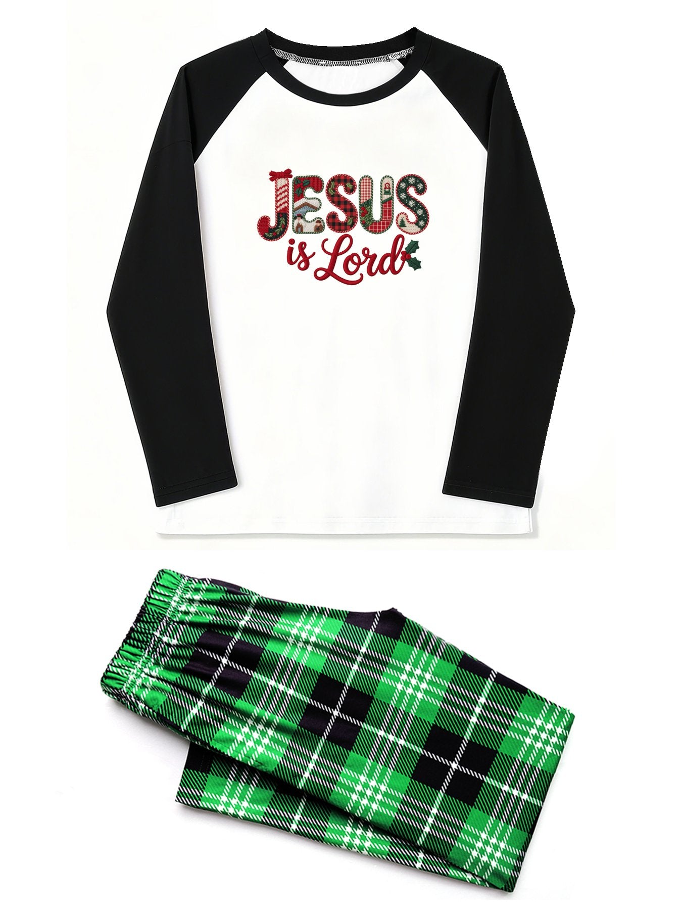 He Is Lord Unisex Adult Christian Christmas Plaid Pajamas