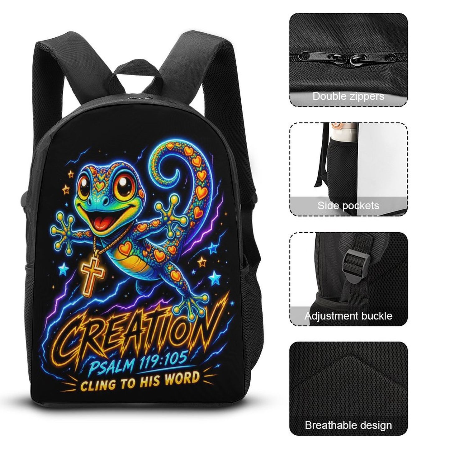 Cling To His Word Christian 3 PCS Bag Set (Backpack, Lunch Bag and Pencil Case) - ClaimedbyGodDesigns