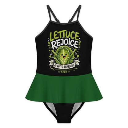 Lettuce Rejoice Kids One Piece Ruffle Strap Christian Swimsuit
