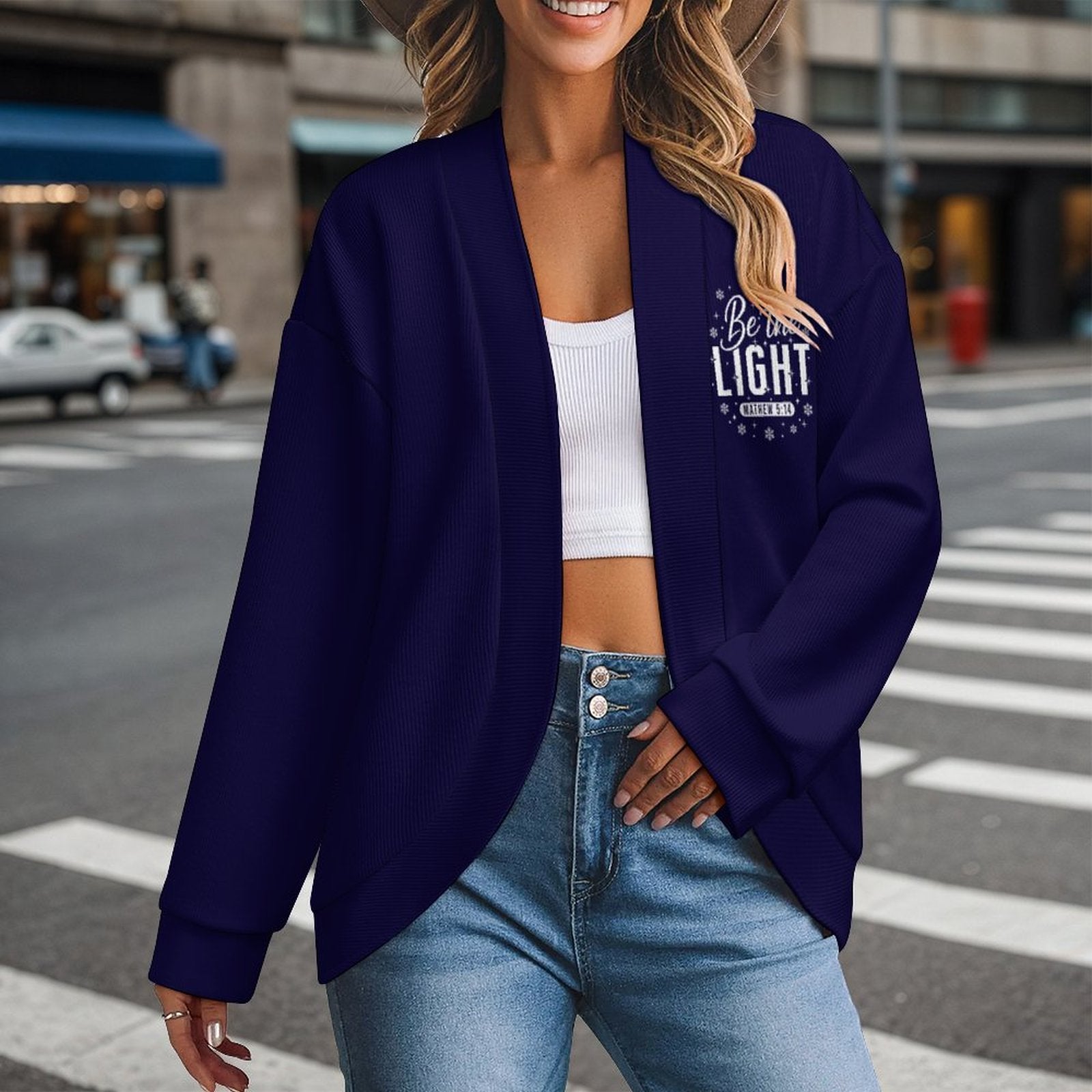 Be The Light Women's Drop Shoulder Cardigan - ClaimedbyGodDesigns