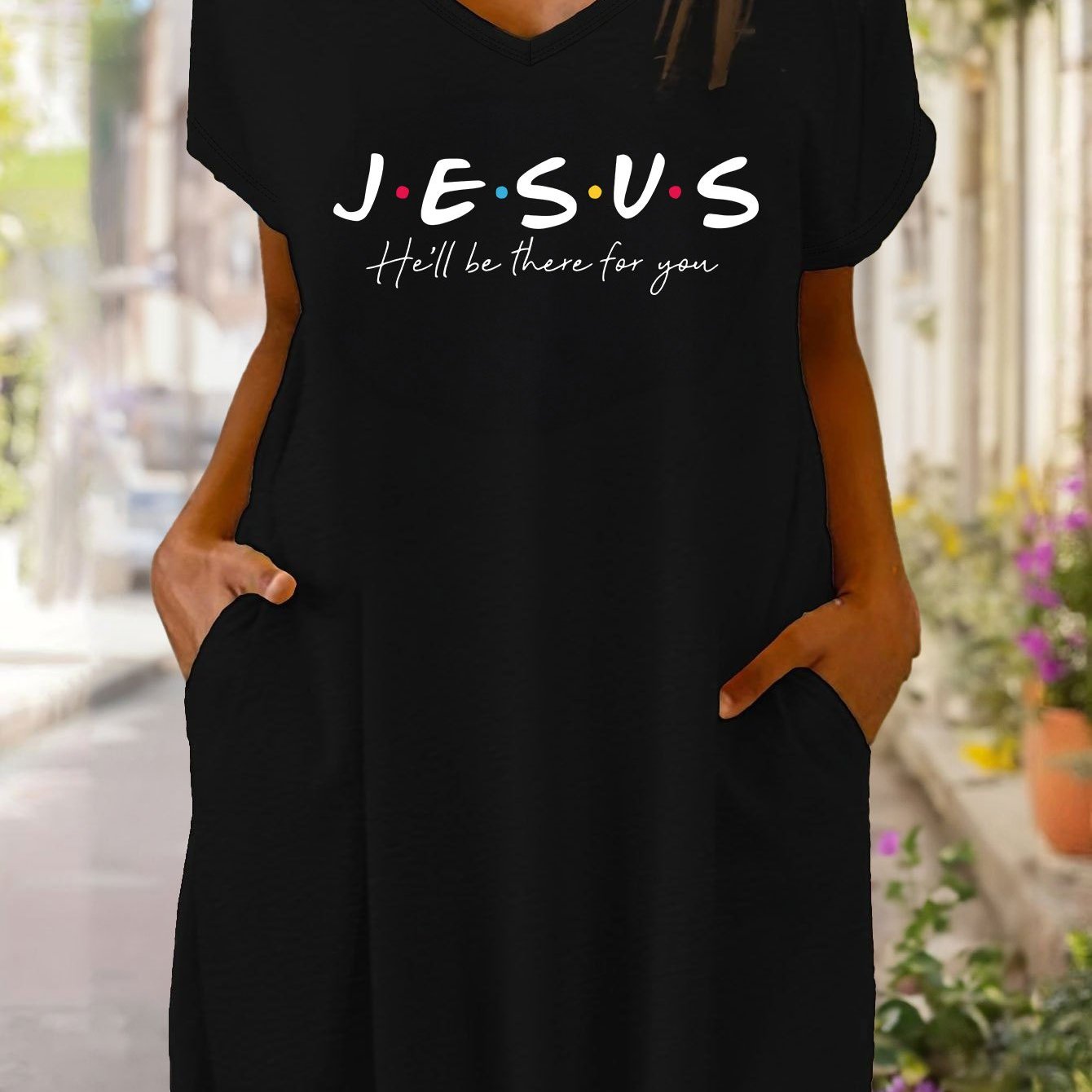 Jesus He'll Be There For You Women's Christian Pajama Dress claimedbygoddesigns