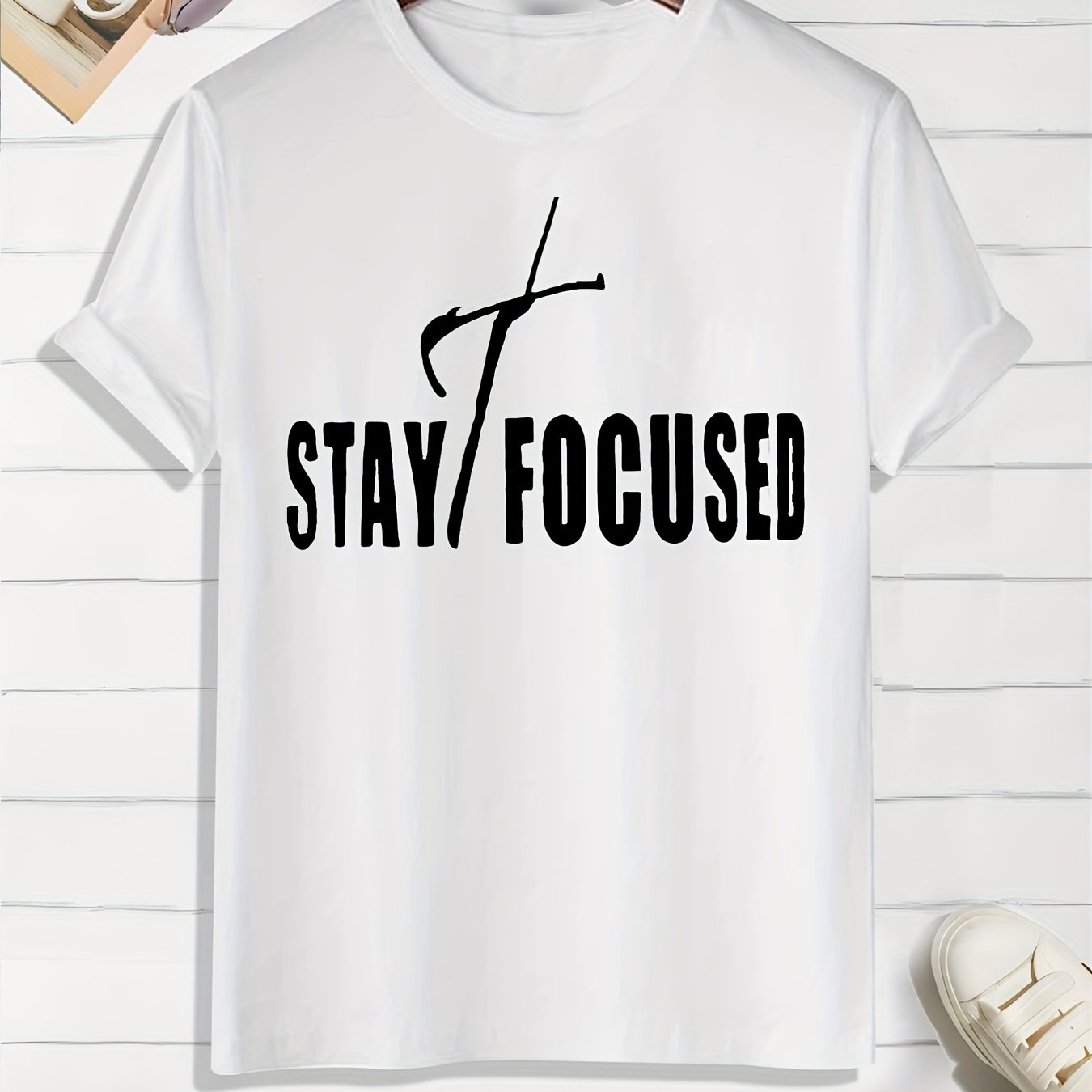 STAY FOCUSED On The Cross Men's Christian T-shirt claimedbygoddesigns