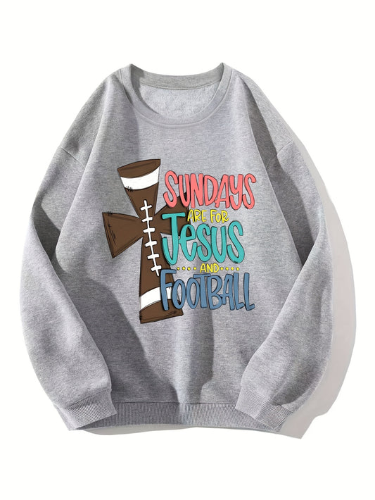 Sundays Are For Jesus & Football Women's Christian Pullover Sweatshirt claimedbygoddesigns