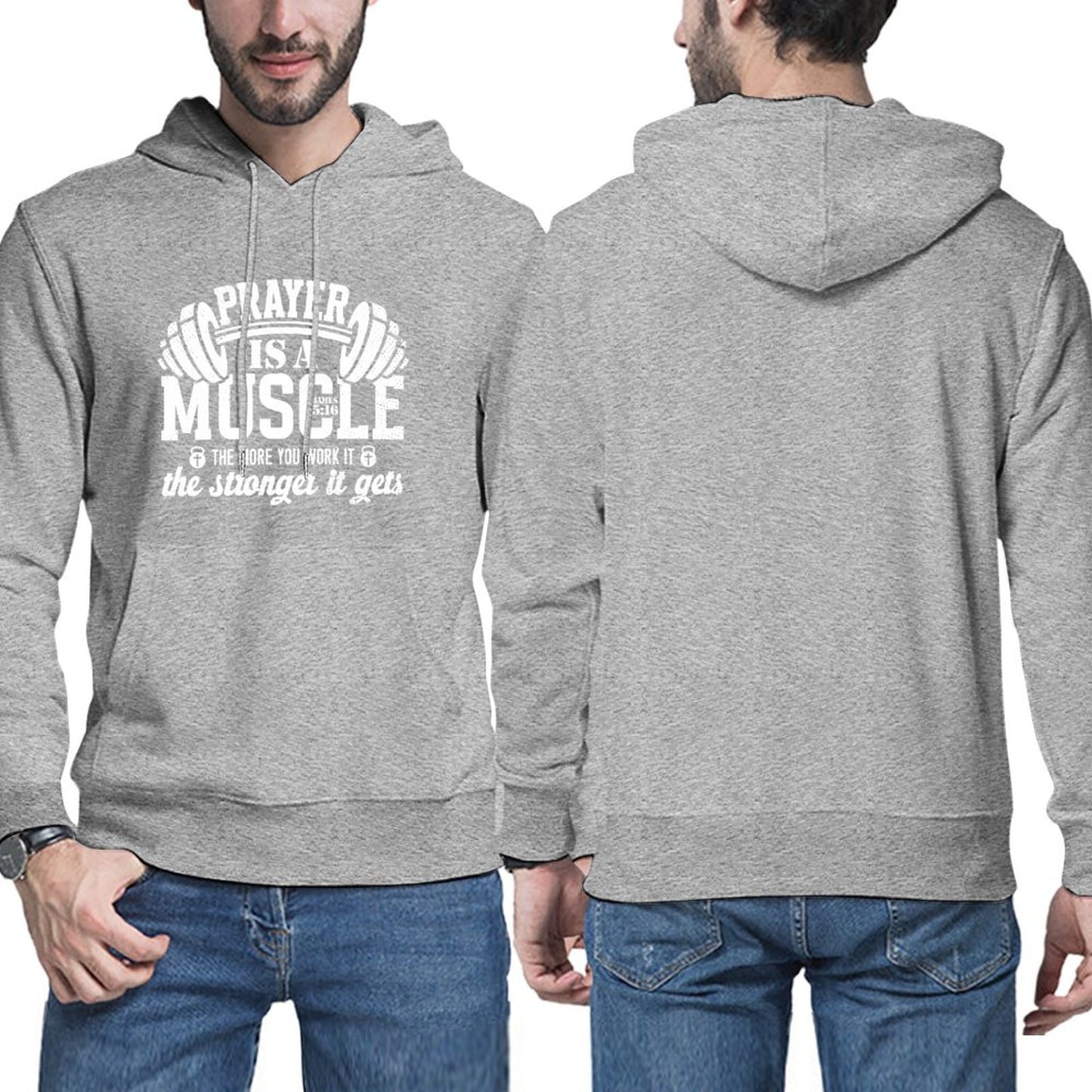 Prayer Is A Muscle Men's Christian Pullover Hooded Sweatshirt