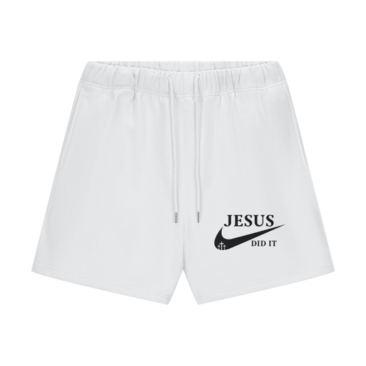 Jesus Did It (like Nike) Unisex (Men Women) Christian Heavyweight Fleece Loose Fit Shorts