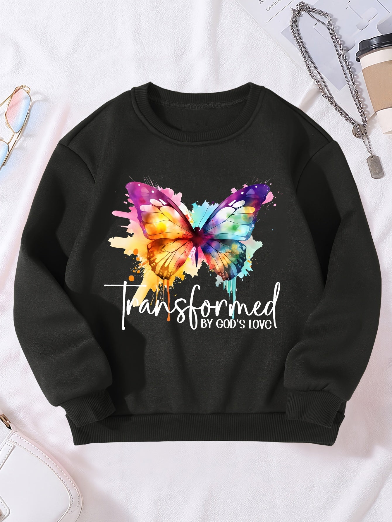 Transformed By God's Love Youth Christian Pullover Sweatshirt claimedbygoddesigns