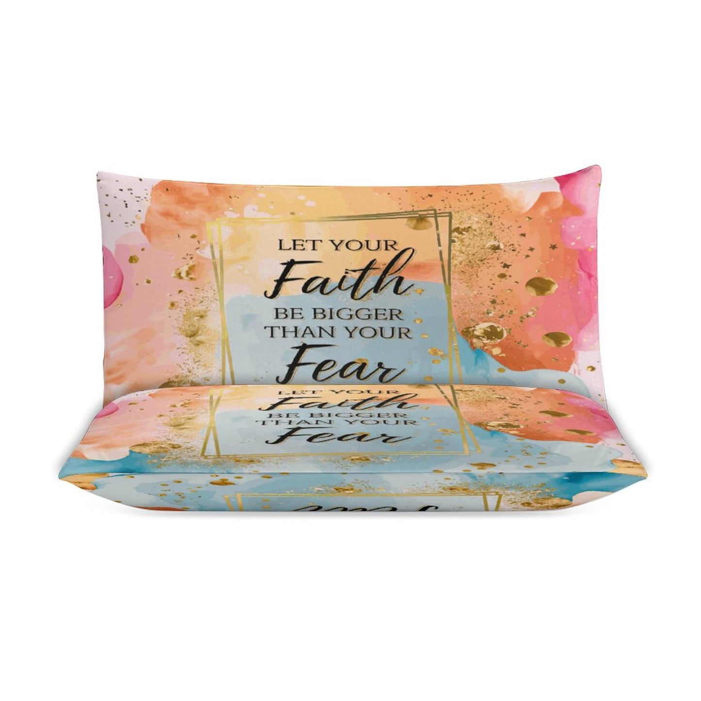 Let Your Faith Be Bigger Than Your Fear 3-Piece Christian Comforter Bedding Set-86"×70"/ 218×177cm SALE-Personal Design