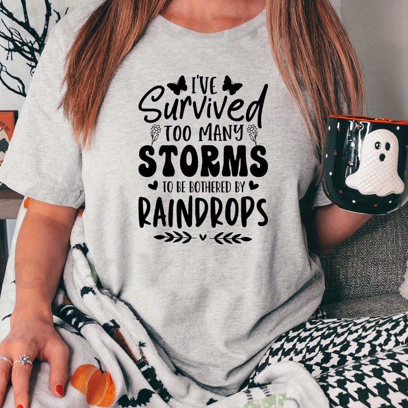 I've Survived Too Many Storms To Be Bothered By Raindrops Plus Size Women's Christian T-shirt claimedbygoddesigns
