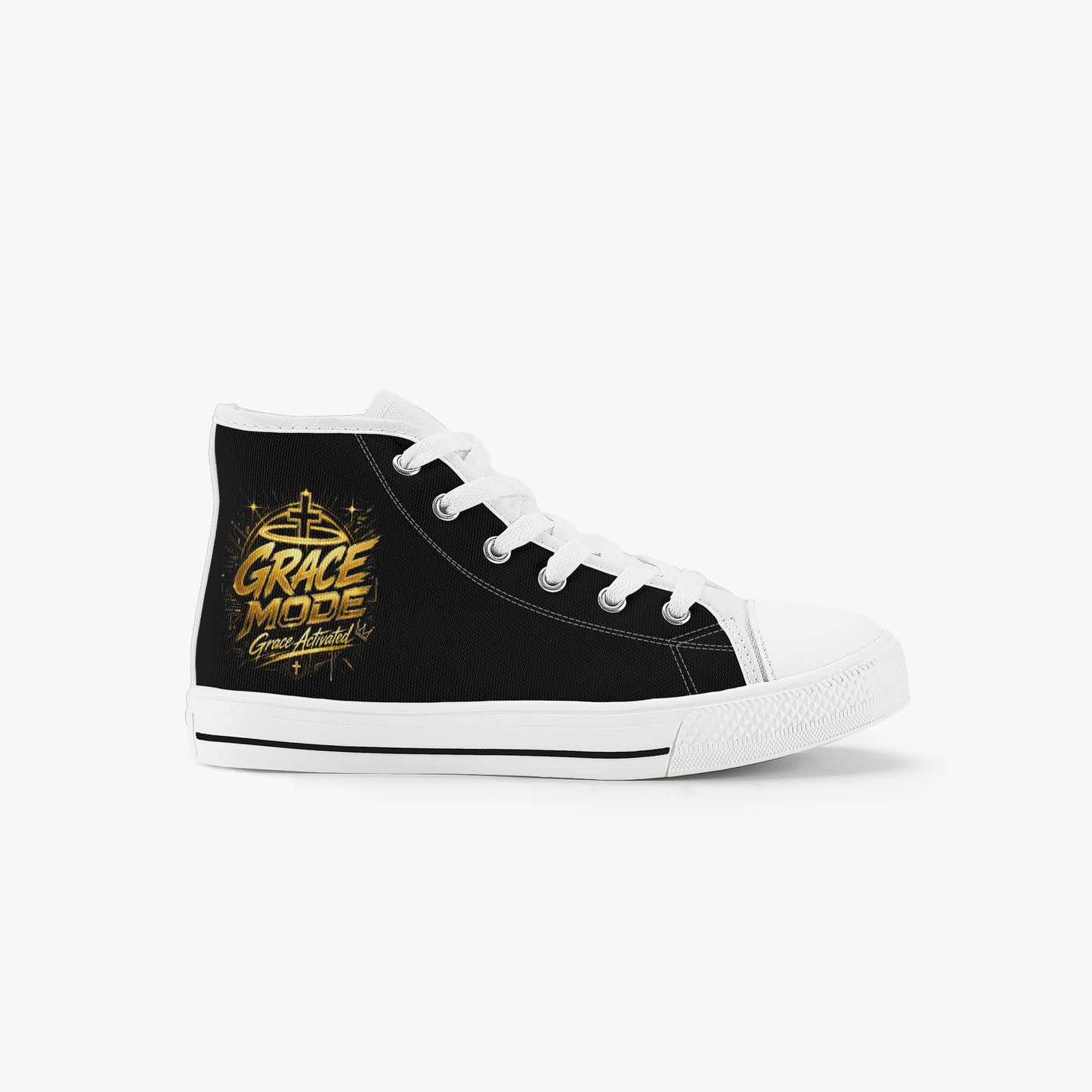 Grace Mode Activated Christian Kid’s High - Top Canvas Shoes - ClaimedbyGodDesigns
