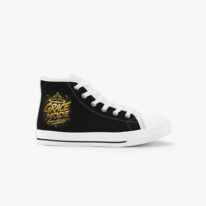 Grace Mode Activated Christian Kid’s High - Top Canvas Shoes - ClaimedbyGodDesigns