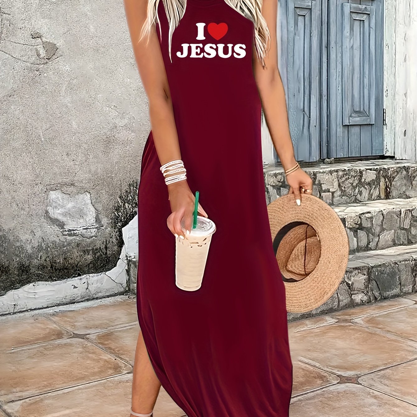 I Love Jesus Women's Christian Casual Summer Tank Dress claimedbygoddesigns