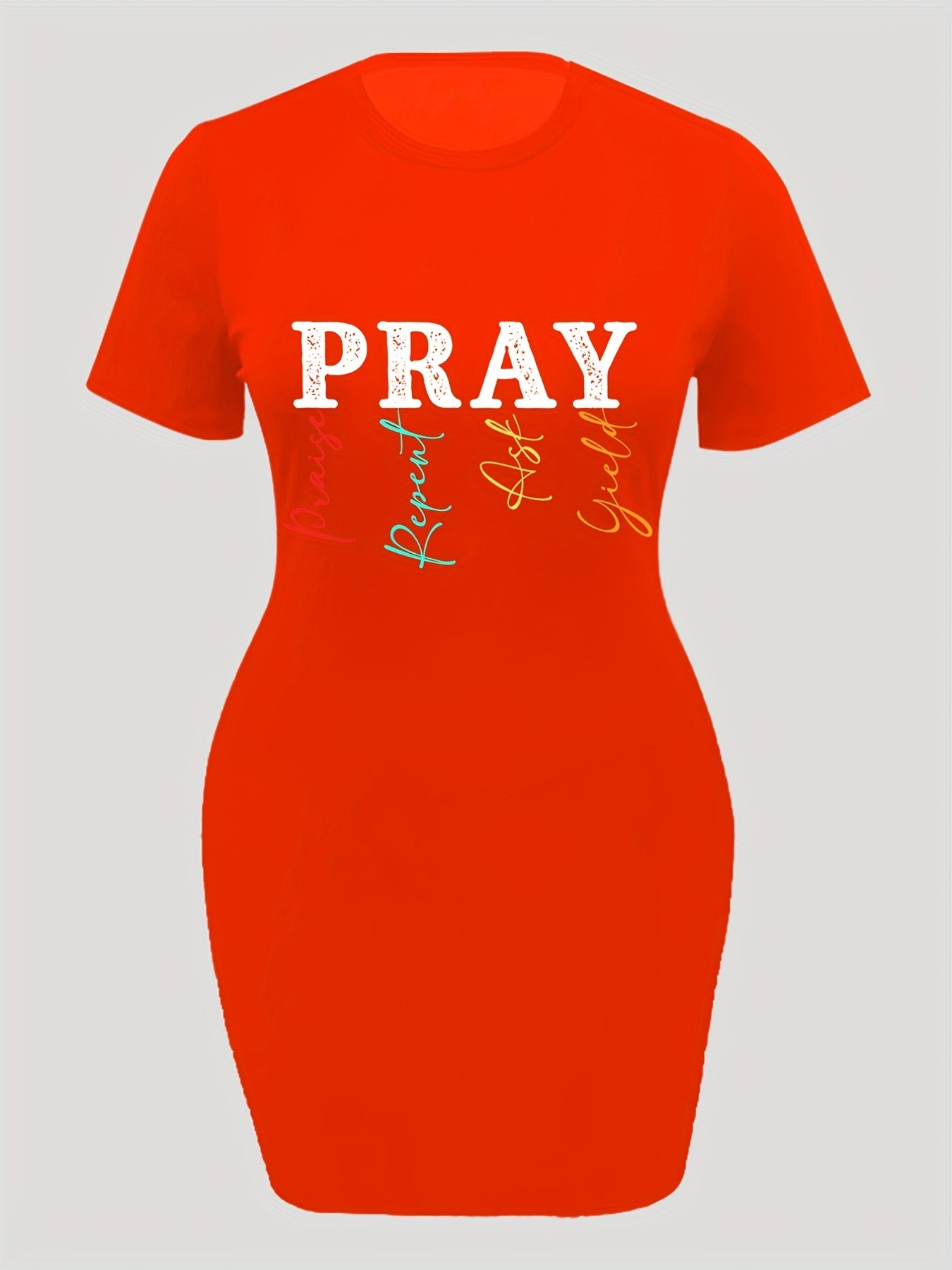 Pray: Praise Repeat Ask Yield Plus Size Women's Christian Casual Dress claimedbygoddesigns