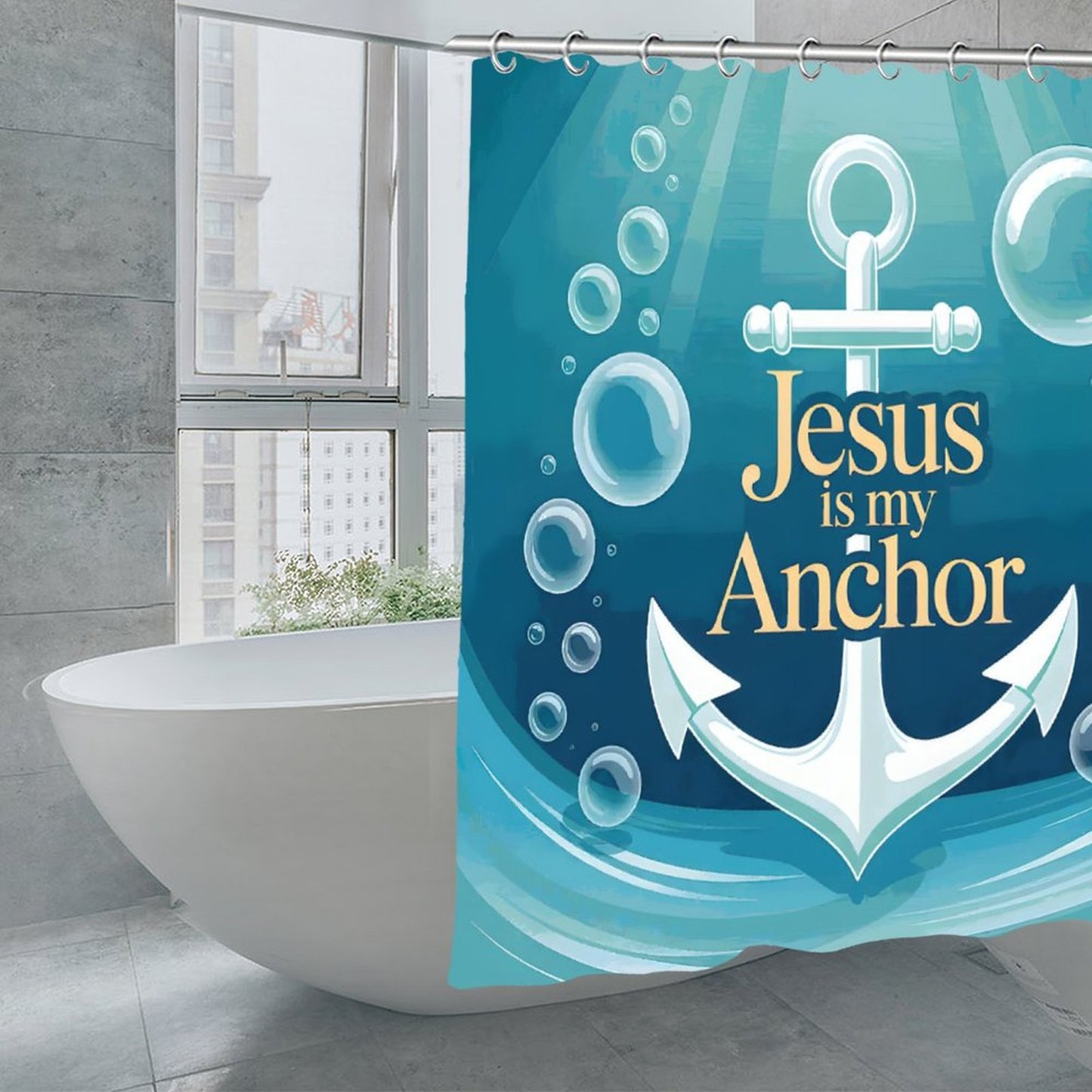 Jesus Is My Anchor Christian Waterproof Shower Curtain