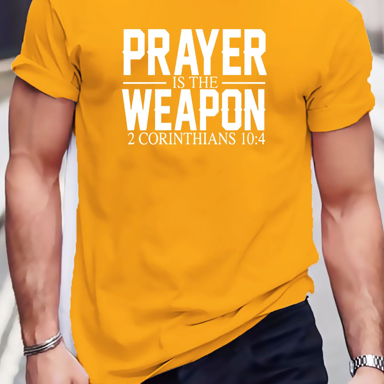 2 Corinthians 10:4 Prayer Is The Weapon Men's Christian T-shirt claimedbygoddesigns