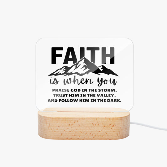 Faith Is Christian Square Acrylic Nigh Light - Luminous Base - ClaimedbyGodDesigns