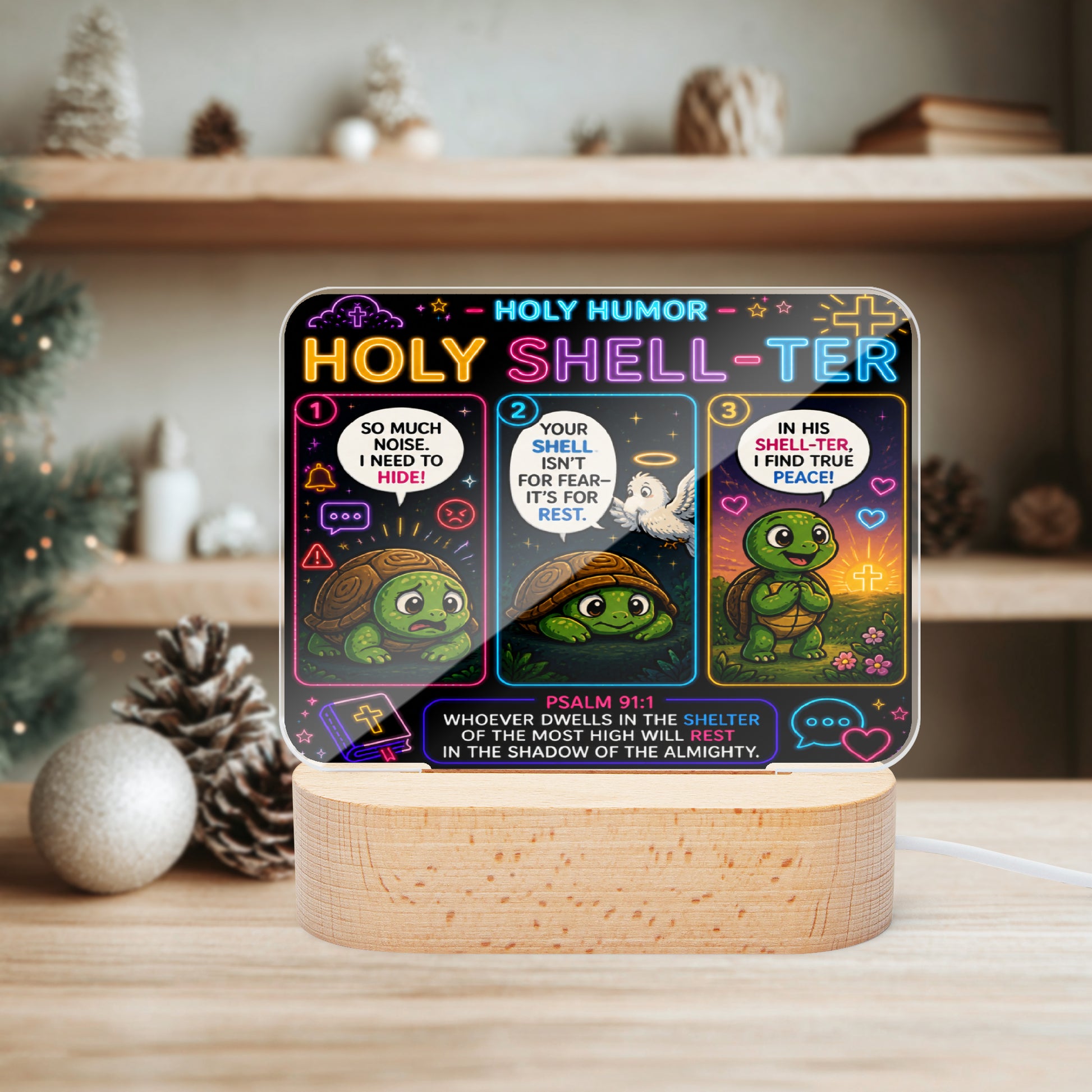 Holy Shell - Ter Christian Square Acrylic Nigh Light - Luminous Base - ClaimedbyGodDesigns