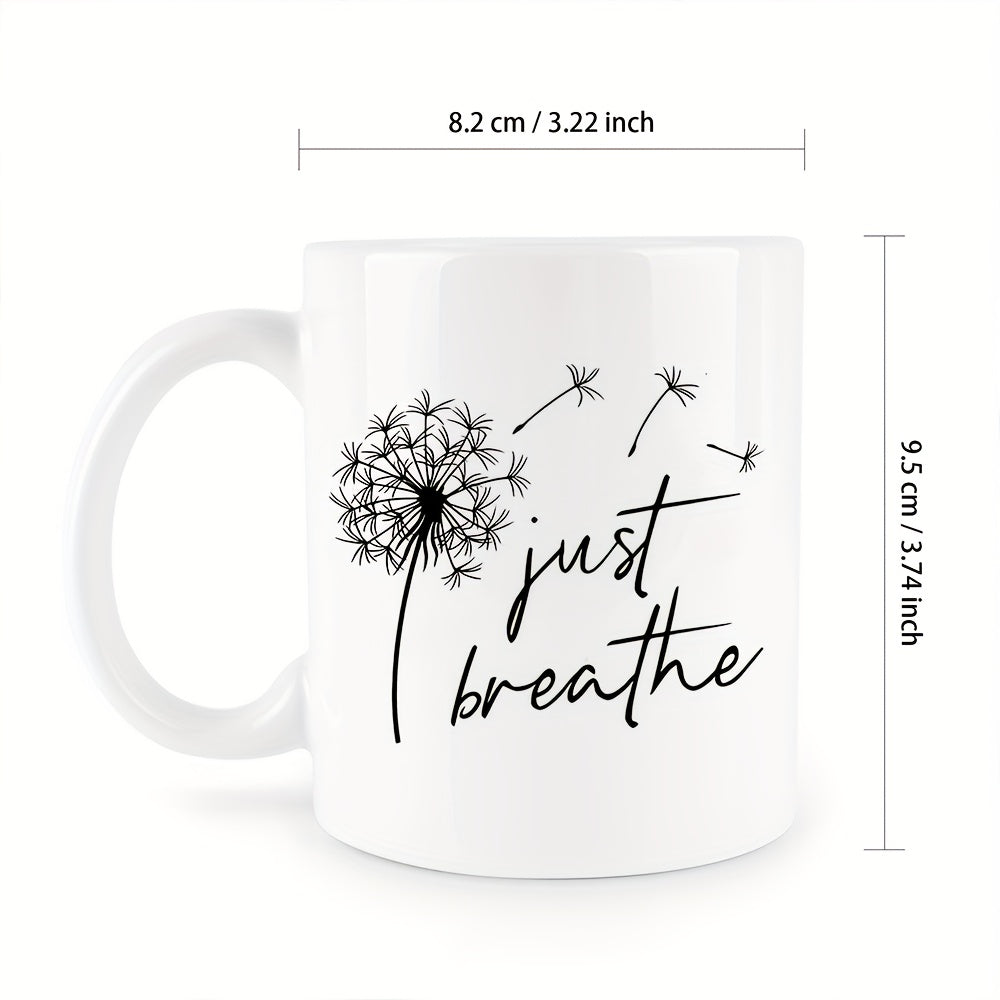 Just Breathe Christian White Ceramic Mug 11oz claimedbygoddesigns