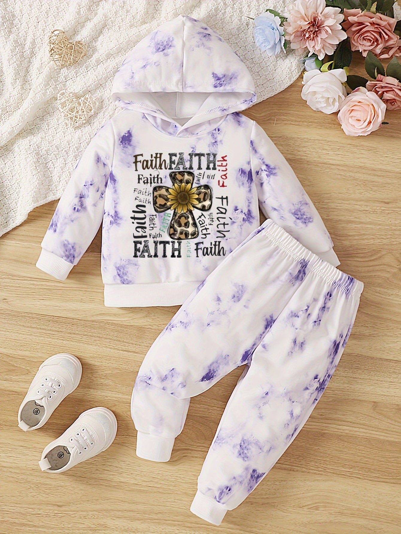 FAITH (sunflower cross) Toddler Christian Casual Outfit claimedbygoddesigns