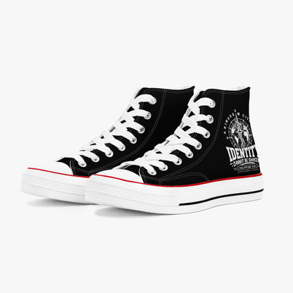 Identity Cannot Be Shaken unisex Christian high-top canvas sneakers, view 10