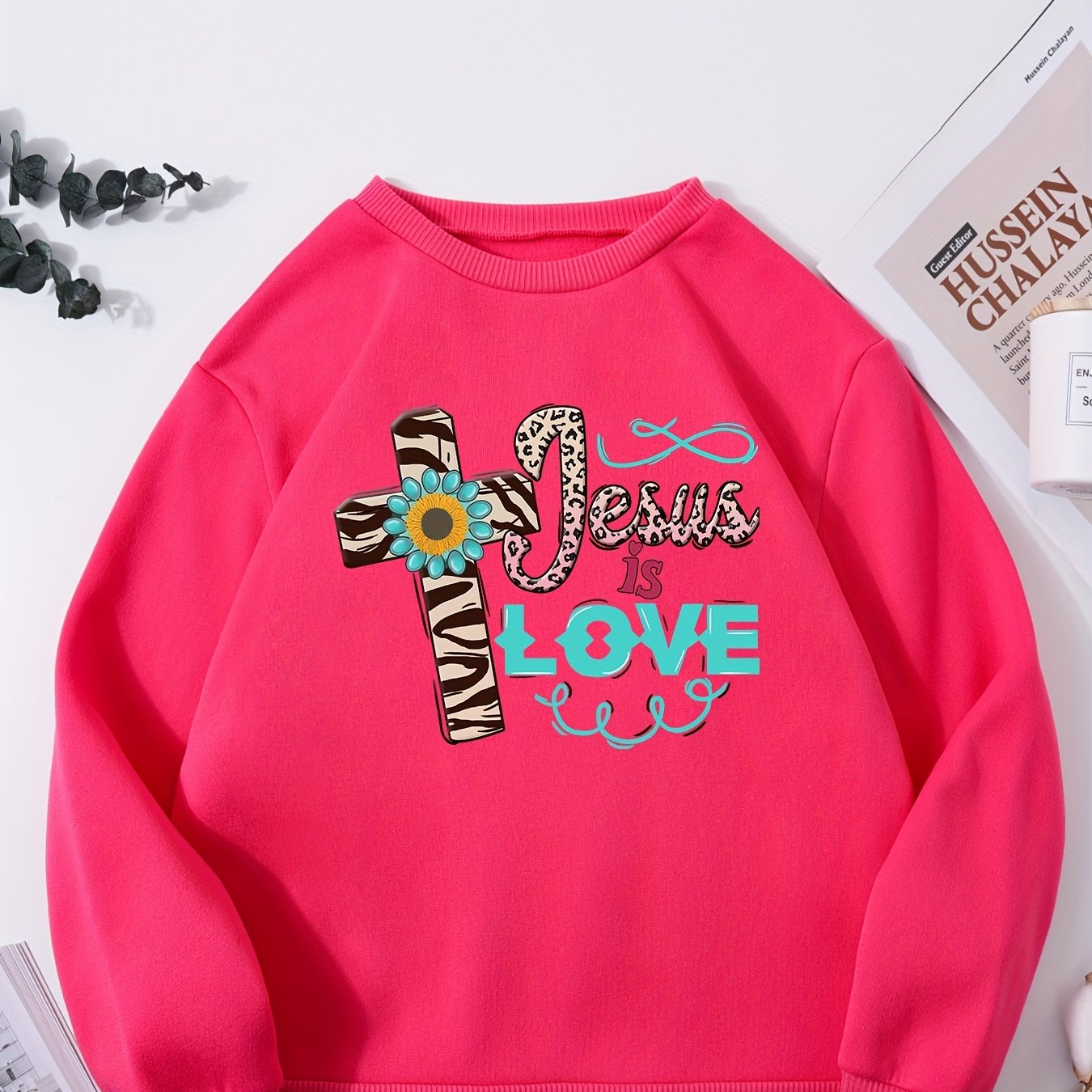 Jesus Is Love Youth Christian Pullover Sweatshirt claimedbygoddesigns