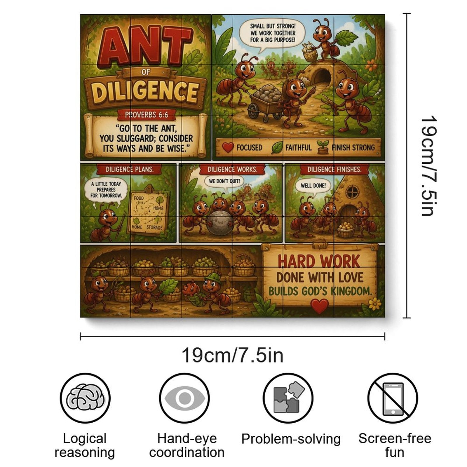 Ant of Patience – Building Block Puzzle Ornament - ClaimedbyGodDesigns