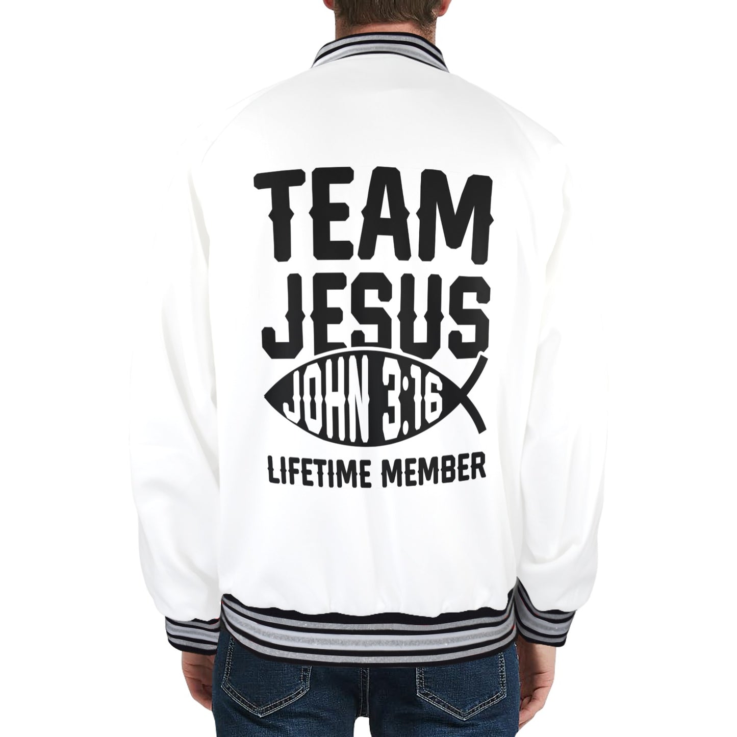 Lifetime Member Men's Christian Striped Trim Bomber Jacket