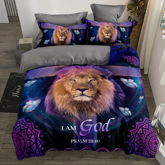 PSALM 22:10 I Am God 3pcs Christian Duvet Cover Set - Includes 1 Duvet Cover and 2 Pillowcases (Core Not Included) claimedbygoddesigns