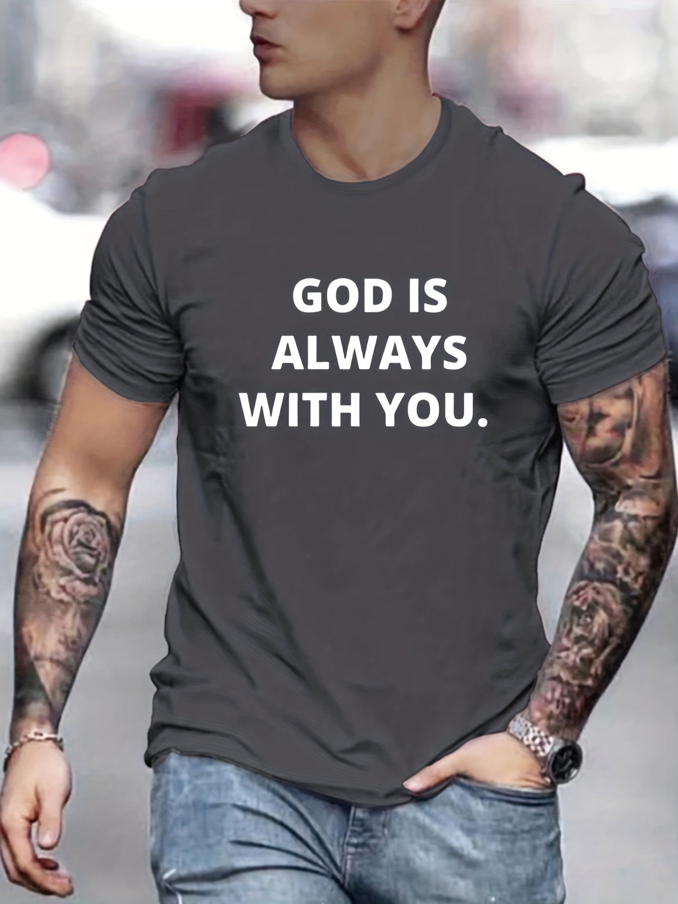 God Is Always With You Men's Christian T-shirt claimedbygoddesigns