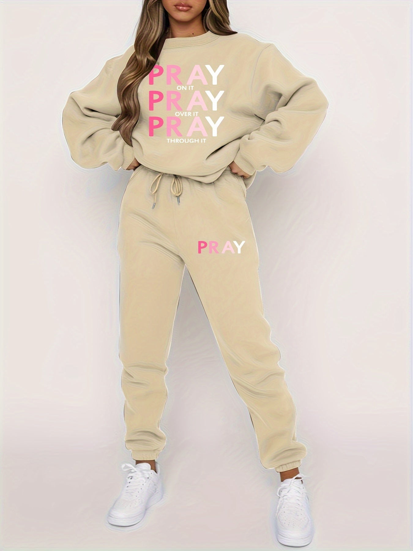 Pray On It, Over It, Through It Women's Christian Casual Outfit claimedbygoddesigns