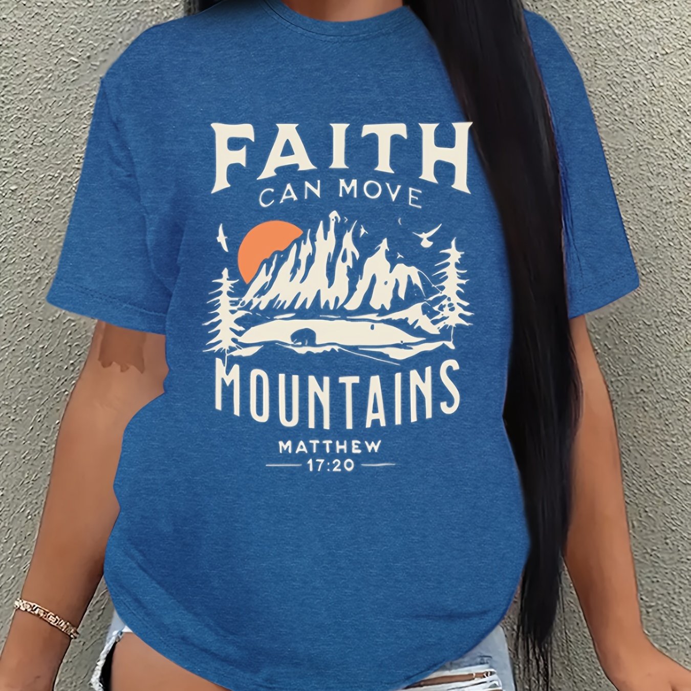 Faith Can Move Mountains Plus Size Women's Christian Casual Outfit claimedbygoddesigns