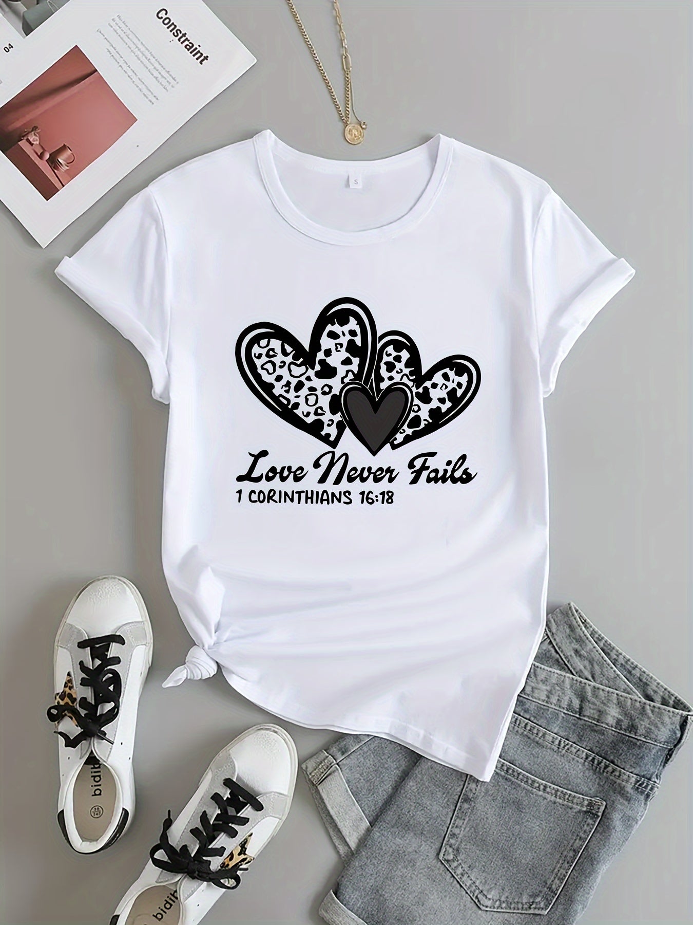 Love Never Fails Women's Christian T-shirt claimedbygoddesigns