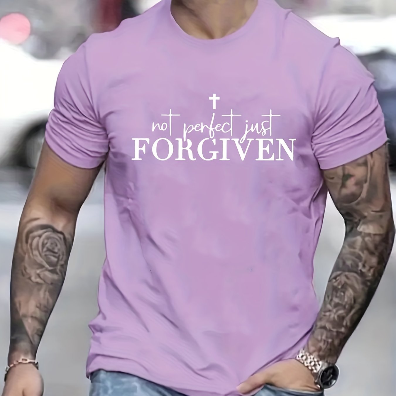 Not Perfect Just Forgiven Men's Christian T-shirt claimedbygoddesigns