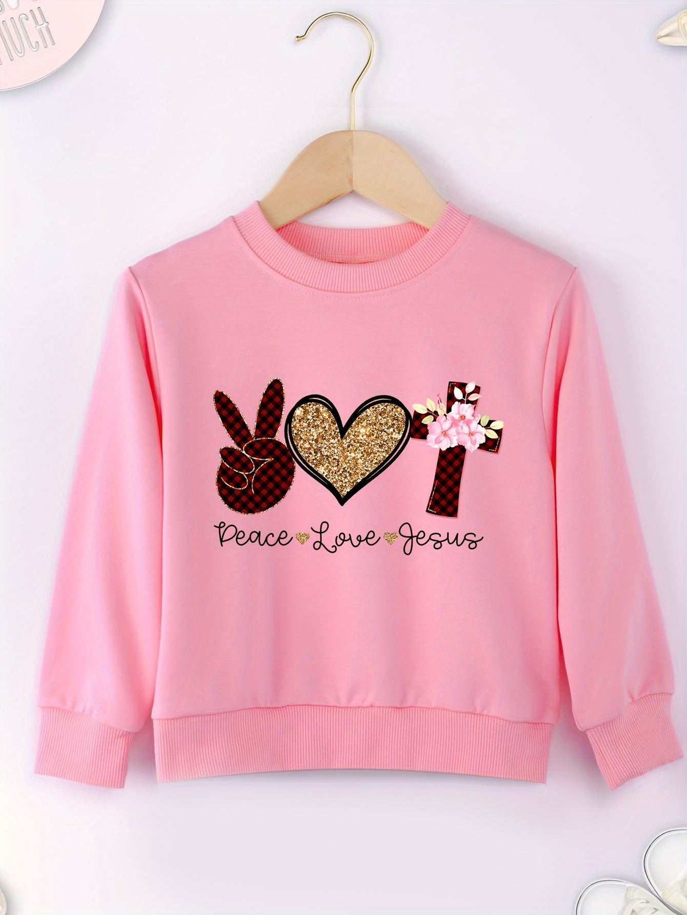 Peace, Love & Jesus Youth Christian Pullover Sweatshirt claimedbygoddesigns