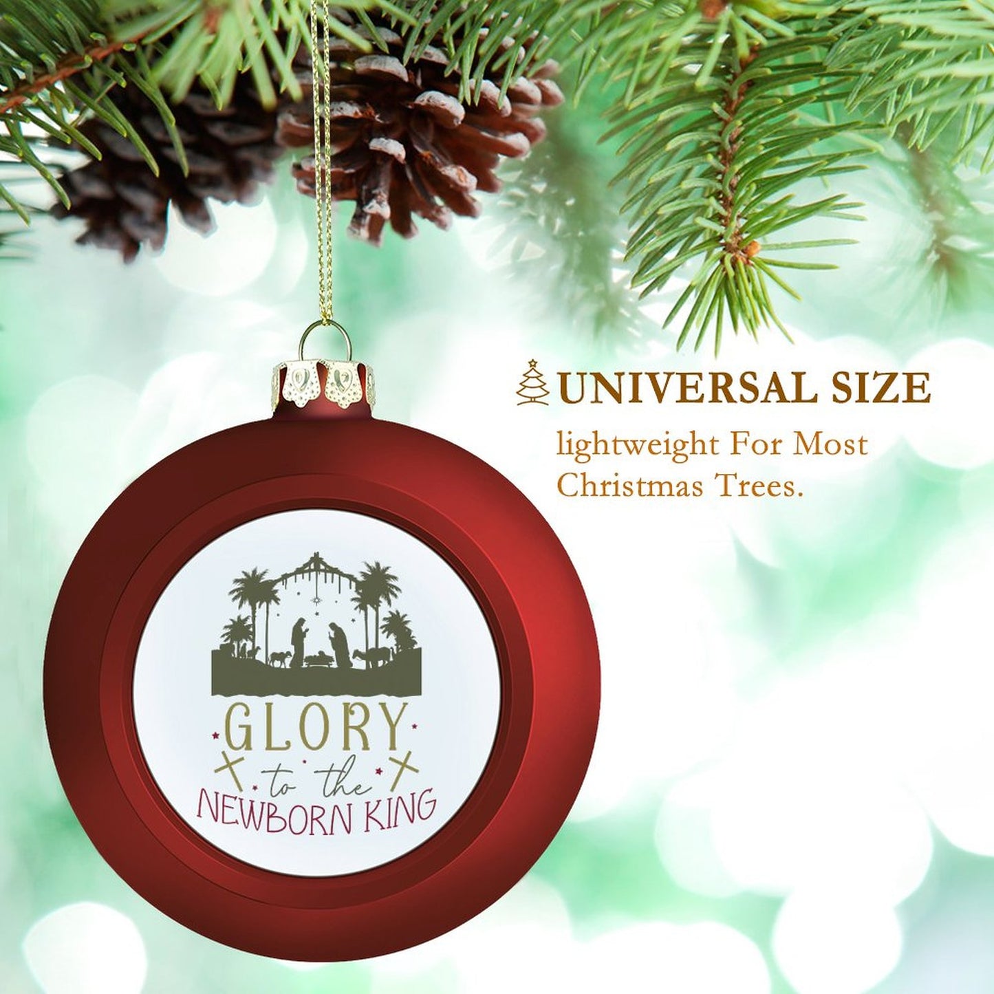 Glory To The Newborn King Christian Christmas Tree Hanging Ball